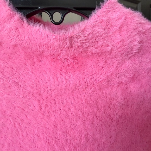 Anthropologie Vibrant Pink Mock Neck Fuzzy Sweater - Picture 2 of 11